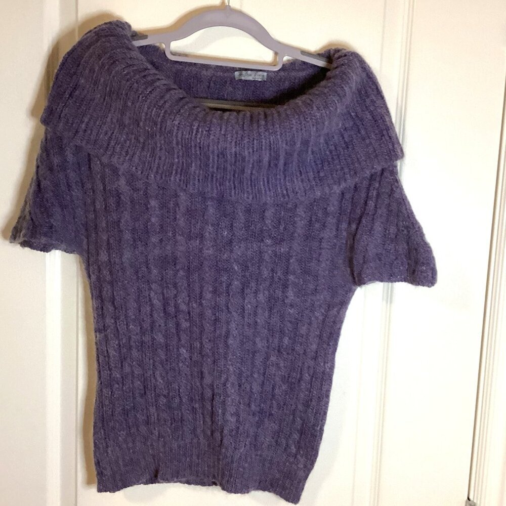 Fantasie Terrence Women's Purple Knit Sweater Made in Italy Off-The-Shoulder